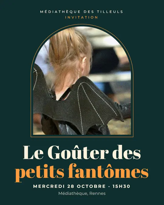 Flyer d'exemple, modèle « Arche · Menthe et citrouille », occasion Halloween : « Le Goûter des petits fantômes »