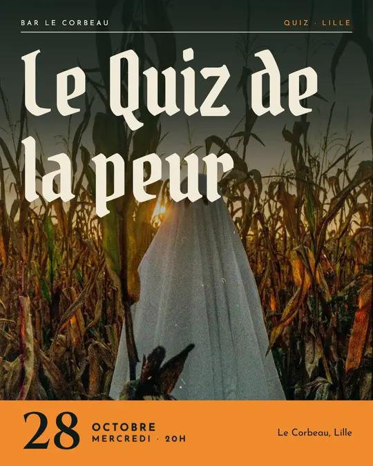 Flyer d'exemple, modèle « Couverture · Forêt et citrouille », occasion Halloween : « Le Quiz de la peur »