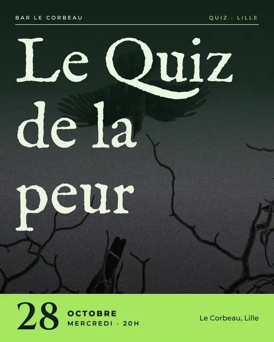 Flyer d'exemple, modèle « Couverture · Vert laboratoire », occasion Halloween : « Le Quiz de la peur »