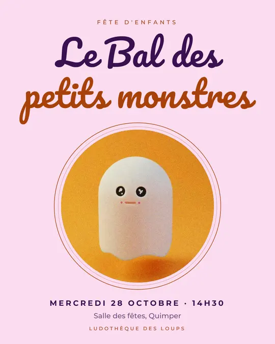 Flyer d'exemple, modèle « Médaillon · Rose sorcière », occasion Halloween : « Le Bal des petits monstres »