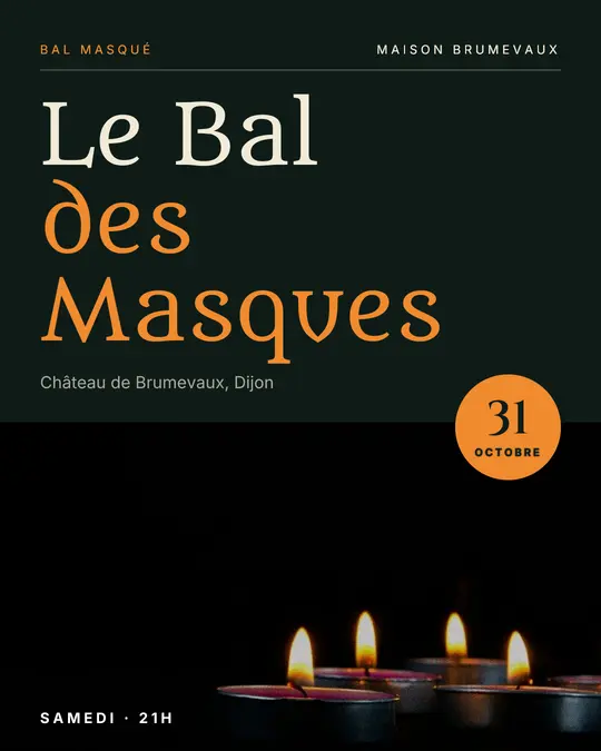 Flyer d'exemple, modèle « Pied photo · Forêt et citrouille », occasion Halloween : « Le Bal des Masques »