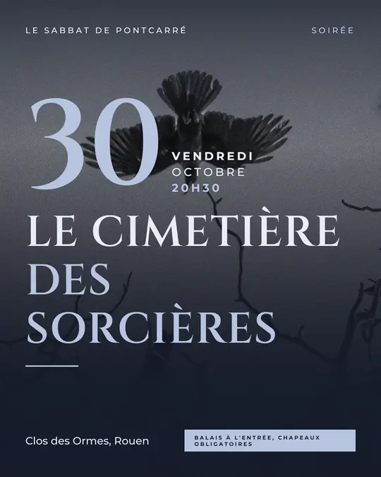 Flyer d'exemple, modèle « Grande affiche · Brume de lune », occasion Halloween : « Le Cimetière des sorcières »