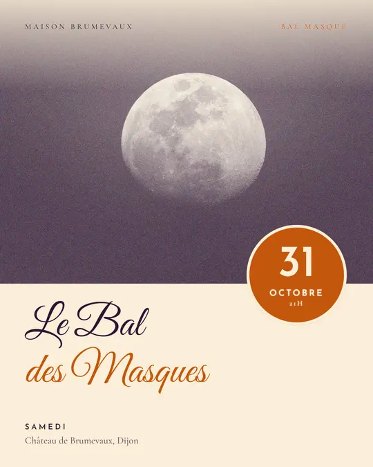 Flyer d'exemple, modèle « Sceau · Papier et citrouille », occasion Halloween : « Le Bal des Masques »