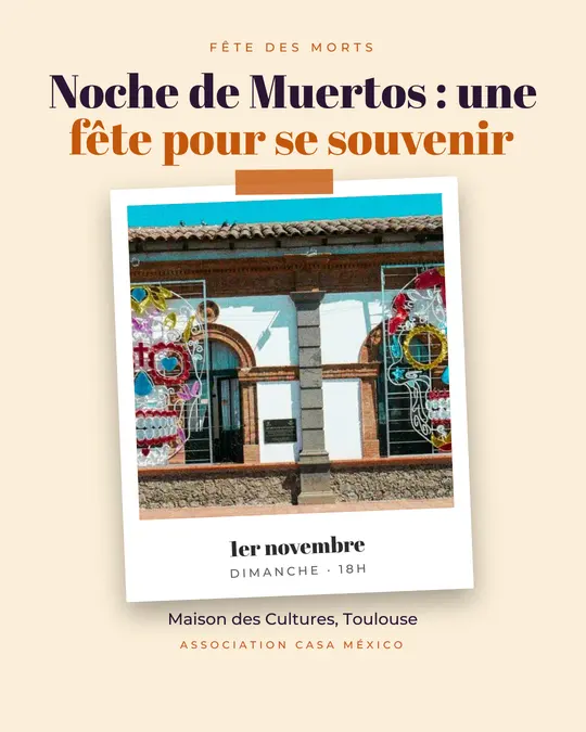 Flyer d'exemple, modèle « Tirage · Papier et citrouille », occasion Halloween : « Noche de Muertos : une fête pour se souvenir »