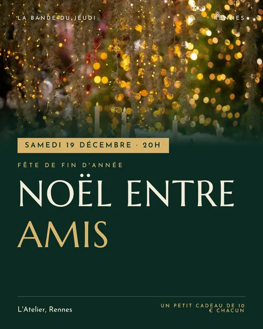 Flyer d'exemple, modèle « Bandeau · Émeraude dorée », occasion Noël : « Noël entre amis »