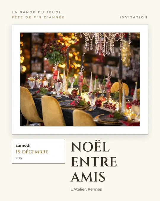 Flyer d'exemple, modèle « Galerie · Ivoire doré », occasion Noël : « Noël entre amis »